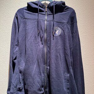 Minnesota Timberwolves Zip Up Hoodie Navy Blue and silver glitter
